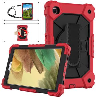 Capa TPU e Silicone Magunivers para Samsung Galaxy Tab A7 Lite 8.7'' T225/T220 (2021) com Suporte de Pulso | Cor de Contraste do Design - Vermelho/Preto - 1