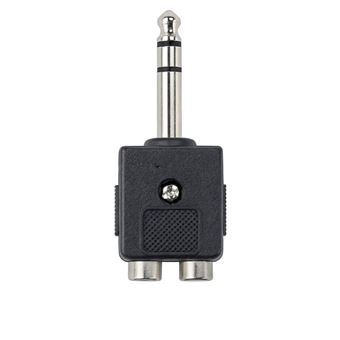 Adaptador Spliter 2 x Jack 3.5mm F para Jack 6.3mm M 3 Canais Mimacro 20089 | Preto - 1