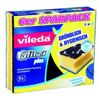 Pano de limpeza Vileda Glitzi Plus w/ Antibac 6 Multipack  Preto, Azul, Amarelo 6 peça(s) - 1