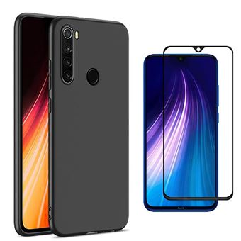 Kit Película de Vidro 5D Full Cover com Capa Silicone Líquido Phonecare para Xiaomi Redmi Note 8 Preto - 1
