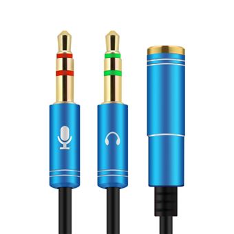 Cabo Multi4you Jack 3,5mm 2 Machos para 1 Fêmea  Microfone / Headphone - Azul - 1