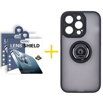 Pack 2 x Película de Câmara + Capa Accetel Apple iPhone 14 Pro Max Gel Bumper Ring - Preto - 1