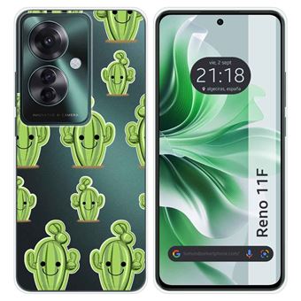 Capa de silicone TUMUNDOSMARTPHONE para Oppo Reno 11F 5G | transparente desenhos cacto - 1