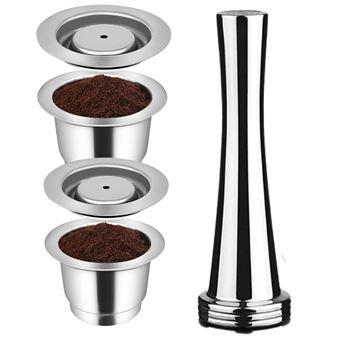 Pack 2 Cápsulas em aço inox reutilizável e compactador Antiimpacto para Nespresso Latíssima Touch - 1