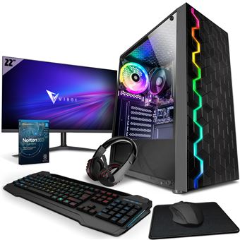 Computador Gaming Vibox VI-48 PC - 22"" Pacote de monitores - AMD Ryzen 3200GE Processador 4GHz - Radeon Vega 8 - 16GB RAM - 2TB HDD - 240GB SSD - Windows 11 - WiFi - 1