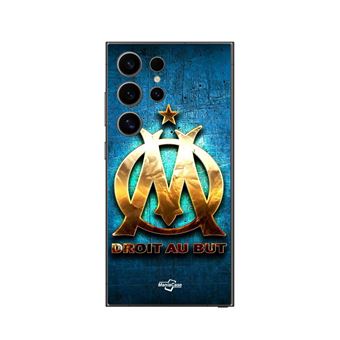 Capa Maniacase para Samsung Galaxy S25 Ultra | Om Dourada A Brilhar Diretamente Para O Golo Fundo Azul - 1