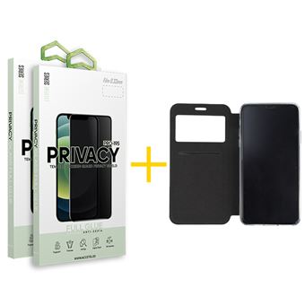 Conjunto 2 x Película de Vidro Anti-Spy + Capa skyhe para iPhone 11 Pro | Gandy Flip Cover - Preto - 1