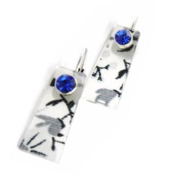 Brincos Liberty Prateado e Azul - 1