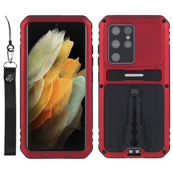 Capa e TPU Impermeável, Anti-queda com Suporte Vermelho para Samsung Galaxy S21 Ultra 5G - 1