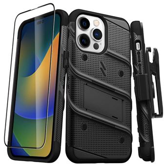 Capa Blindada Zizo para iPhone 14 Pro Max | Suporte e Vidro Temperado 9H Ultra Resistente | Preto - 1