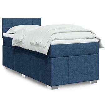 Cama com molas/colchão vidaXL | 100x200 cm | tecido azul - 1