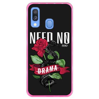 Capa Hapdey para Samsung Galaxy A40 2019 Design Cobra Need no Drama em Silicone Flexível e TPU Cor-de-Rosa