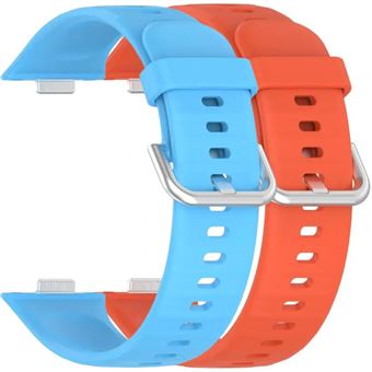 Pack 2x Bracelete em Silicone com Fecho de Metal Antiimpacto para Huawei Watch Fit 3 | Azul e Laranja - 1