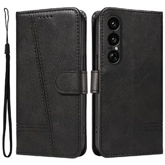 Capa FOXDOCK para Sony Xperia1 VII | Fecho Magnético | Compartimentos para Cartões e Suporte | Pele PU | À Prova de Choque | Preto - 1