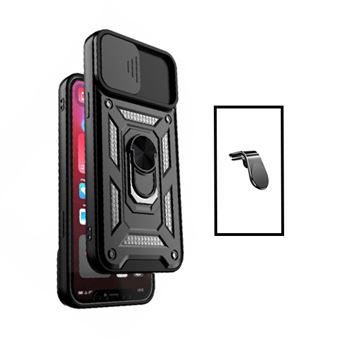Kit Phonecare Suporte Magnético L Safe Driving Carro + Capa Magnetic Military Defender Slide Window Anti-Impacto para Xiaomi Redmi Note 10 Pro - Preto - 1