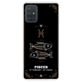 Capa Hapdey para Samsung Galaxy A71 | Silicone Flexível em TPU | Design Pisces Zodiac - Transparente