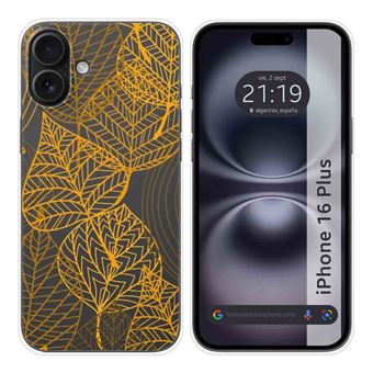 Capa de silicone TUMUNDOSMARTPHONE transparente para iPhone 16 Plus (6.7) | Design de folhas - 1