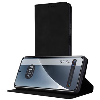 Capa Tumundosmartphone de couro sintético com porta-cartões para Xiaomi 15 5G | preta - 1