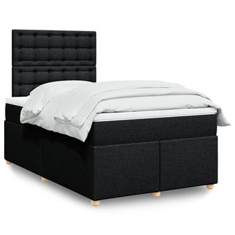 Cama boxspring com colchão vidaXL | 120x190 cm | tecido preto - 1