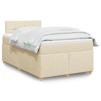 Cama com molas e colchão vidaXL | 120x200 cm | tecido cor creme - 1