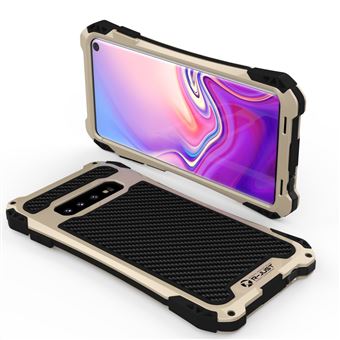 Capa Magunivers de TPU Fibra de Carbono Anti-Queda Ouro/Preto para Samsung Galaxy S10