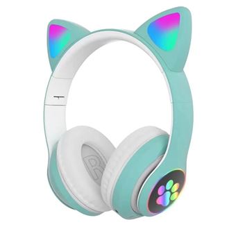 Auscultadores Bluetooth com Microfone ARZOPA® | Orelhas de Gato | Verde| Animação Luminosa - 1
