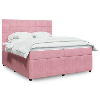 Cama com molas/colchão vidaXL | 200x200 cm | veludo rosa - 1