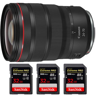 Canon RF 24-70 mm f/2,8L IS USM + 3 SanDisk 32GB Extreme PRO UHS-II SDXC 300 MB/s + PDF 15 Técnicas para Melhorar as suas Fotografias - 1