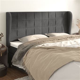 Cabeceira de Cama com Abas vidaXL | Veludo | 163x23x118/128 cm | preto - 1