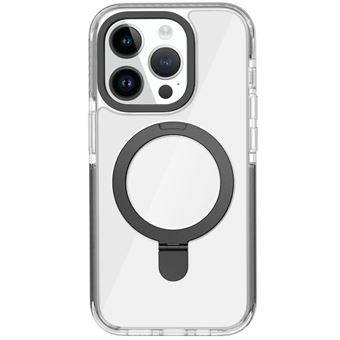 Capa de Silicone Magnética Nizzoe ST-00 com suporte para iPhone 15 PLUS - Preto transparente - 1