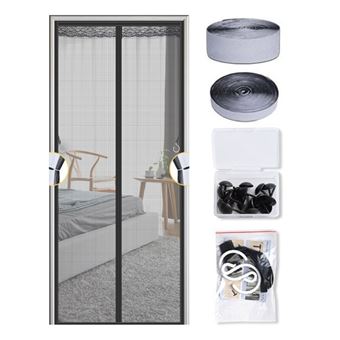 Porta de Tela Magnética Dishiqing | Fibra de Vidro | Xadrez Preto | 110x220 cm - 1