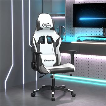 Cadeira de gaming vidaXL | couro artificial branco e preto - 1