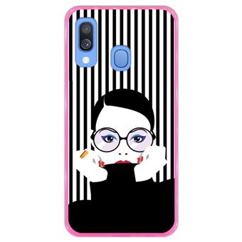 Capa Hapdey para Samsung Galaxy A40 2019 Design Mulher Pop Art em Silicone Flexível e TPU Cor-de-Rosa