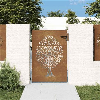 Portão de Jardim vidaXL | 85x125 cm | aço corten design árvore - 1