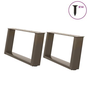 Pernas para mesa de centro vidaXL | 2 Peças | forma de U | 60x(30-31) cm | aço natural - 1
