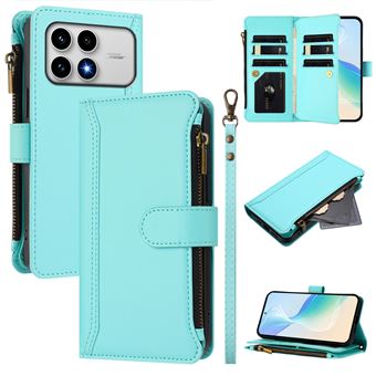 Capa FOXDOCK para Xiaomi POCO F8 Pro | Pele Premium | Compartimentos para Cartões | Alça de Pulso Amovível | Verde claro - 1