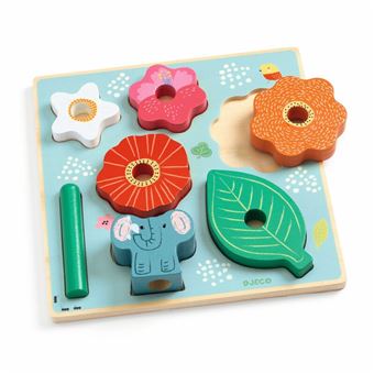 Puzzle de Encaixe DJECO Flora Puzz & Stack Flower Wooden Stacking  | 7 Peças - 1