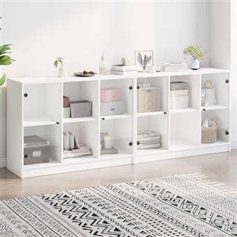 Estante com portas vidaXL | 204x37x75 cm | derivados de madeira branco - 1