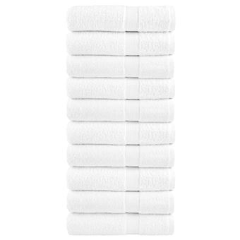 Toalha de mão premium vidaXL | 10 peças | 50x100 cm | 600 gsm algodão branco - 1