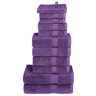 Conjunto de toalhas de banho premium vidaXL | 12 peças | 600 gsm 100% algodão roxo - 1