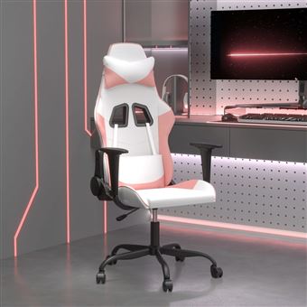 Cadeira de gaming vidaXL | couro artificial branco e rosa - 1