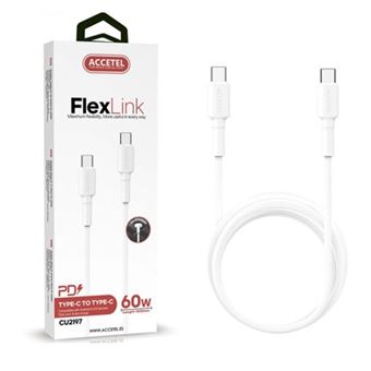 Cabo 1M Accetel CU2197 para Apple iPhone 17 PRO MAX | 60W PD - Type-C Branco - 1