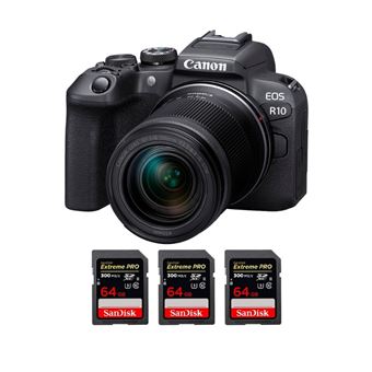 Câmara Fotográfica Canon EOS R10 + RF-S 18-150mm F4.5-6.3 IS STM + 3 SanDisk 64GB Extreme PRO UHS-II SDXC 300 MB/s + PDF MCZ DIRECT 15 Técnicas para Melhorar as suas Fotografias - 1