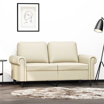 Sofá vidaXL | de 2 lugares 120 cm | couro artificial cor creme - 1