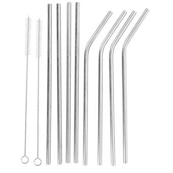 Canudos de Metal Alpina | 10 peças | Reutilizáveis com Escova de Limpeza | Ecológicos | Branco - 1