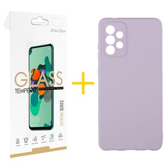 Pack 1 x Película de Vidro Temperado 2.5D + Capa skyhe Samsung Galaxy A23 5G Silicone Líquido - Roxo - 1
