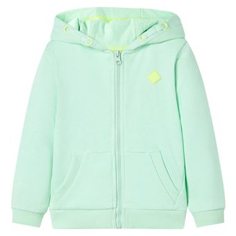 Sweatshirt para criança vidaXL | com capuz e fecho verde-brilhante 104 | 3 a 4 anos - 1