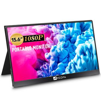 Monitor Portátil ARZOPA 15.6' FHD com Smart Cover para Xbox/PS4/Switch/PC Phone - Preto - 1