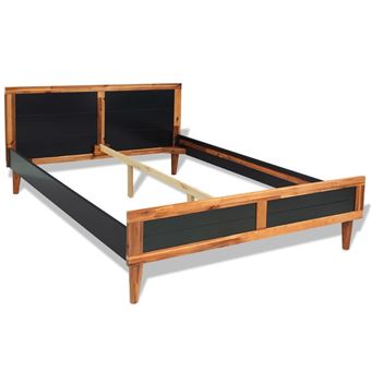 Cama Vidaxl Madeira de Acácia Maciça Preto e Castanho 200x180 cm - 1