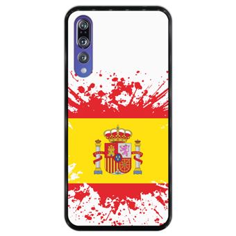 Capa Hapdey para Huawei P20 Pro - P20 Plus Design Ilustração 1, Bandeira de Espanha em Silicone Flexível e TPU Preto
